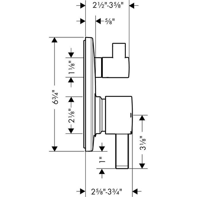 Hansgrohe S Pressure Balanced Valve Trim with Integrated 2 Outlet