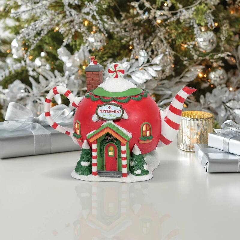department 56 lighted christmas peppermint tea shop #6011406
