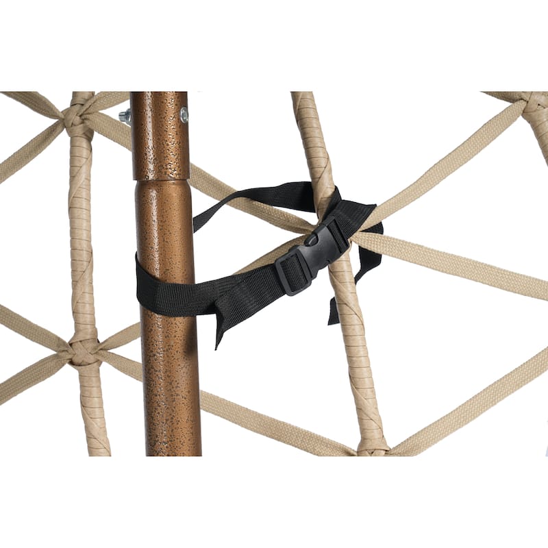 Double Rattan Egg Chair with Stand and UV-Resistant Cushions and Iron Frame - Outdoor Hanging Swing (600lb Capacity)