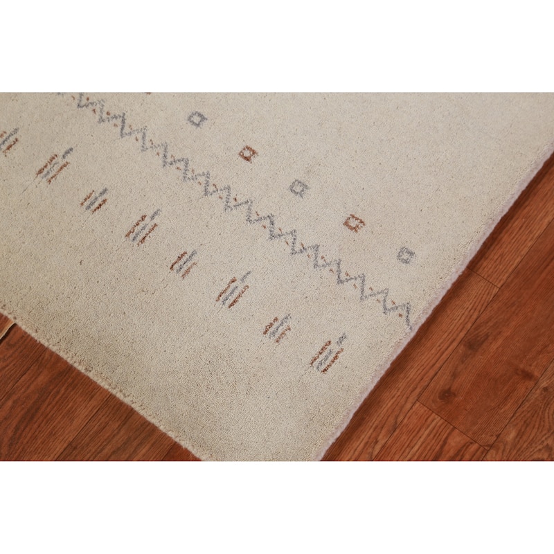 Hand Knotted Oriental 100% Wool Carpet Tribal Tribal Beige & Ivories Gabbeh Area Rug - 3' 0'' X 2' 0''