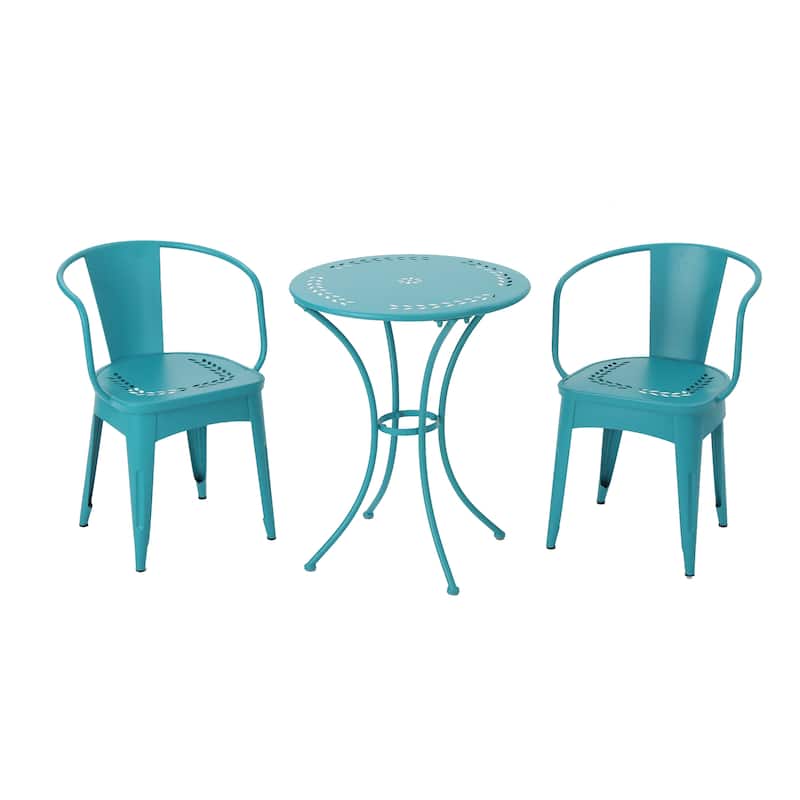 Roomfitters 3-Piece Metal Bistro Set, Outdoor Patio Table and Chairs for Balcony, Garden or Deck
