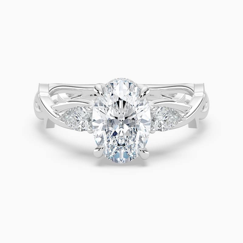 Auriya 14k Gold Oval Lab Grown Diamond Thorn Vine Three Stone Hidden Halo Engagement Ring 1 to 5 ct. tw. (F-G, VS) - 8.5 - 2.50 carats - White