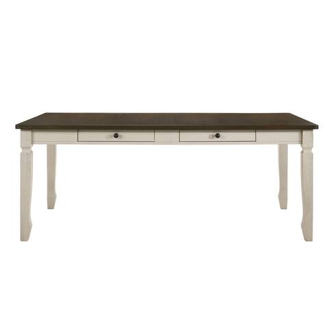 Dining Table with 2 Storage Drawers in Weathered Oak and Cream