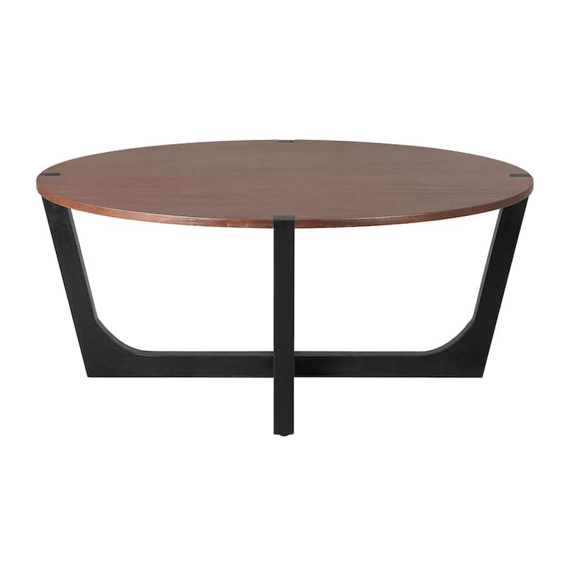 Versatile Coffee Table with X-Cross and Round Tabletop