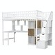 preview thumbnail 24 of 31, Wooden Twin Loft Bed with Built-in Desk, LED Lights, Storage Shelves, Cabinets & Staircase
