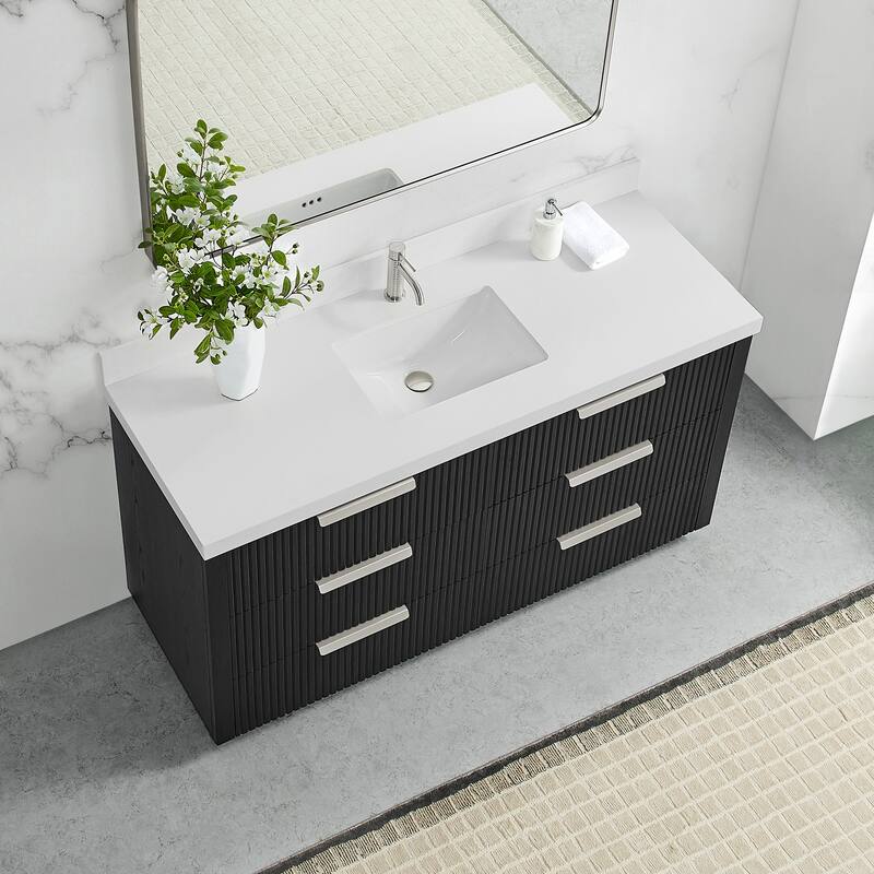 Santarem Single Vanity with Pure White Quartz Stone Top without Mirror