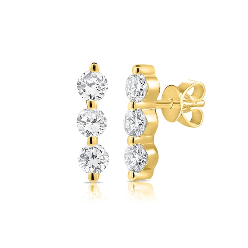 Joelle Collection Diamond Bar Earrings - Diamond Graduate Stud 14K Gold 1/4 Cttw. Available in White, Rose, Yellow Gold -