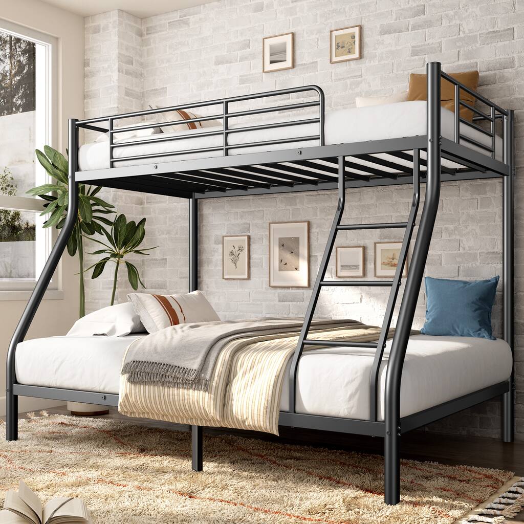 GDFStudio Vireo Metal Twin-Over-Full Bunk Bed with Sturdy Platform Design