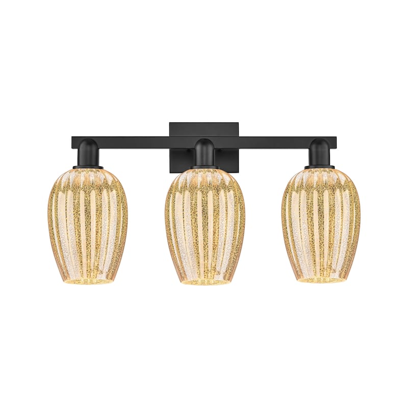 Innovations Lighting 716-3W-14-26 Preston Vanity Flute Preston 3 Light - Matte Black / Mercury