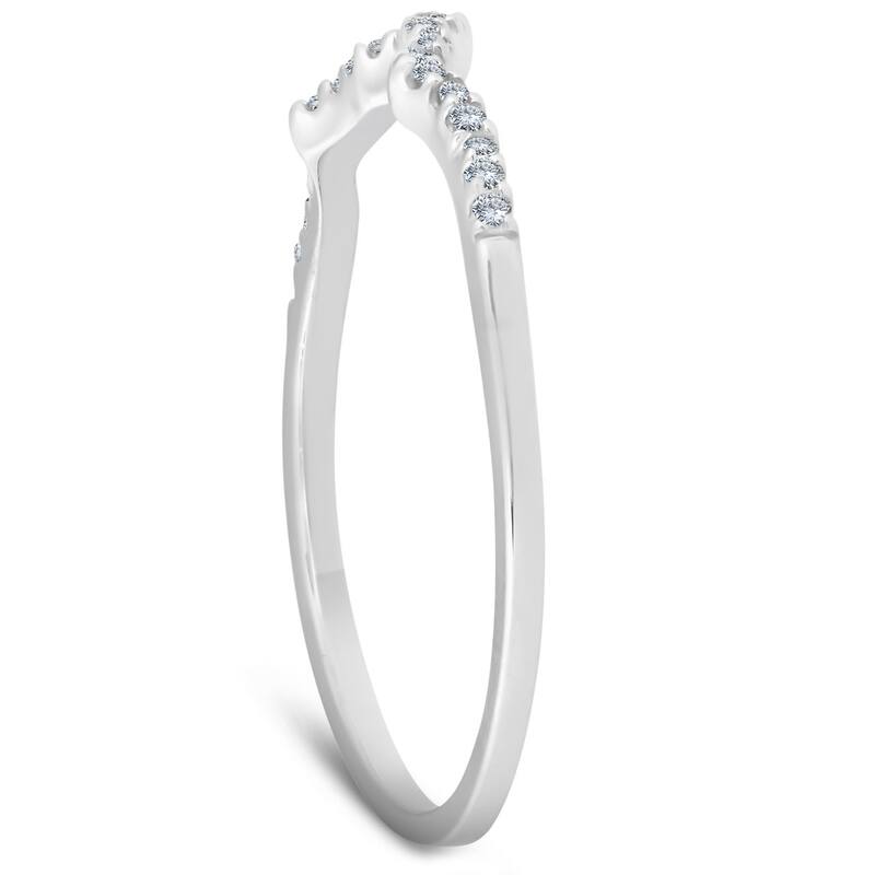 1/8 Ct Diamond Contoured Womens Wedding Anniversary Ring White Gold Band