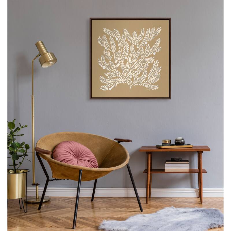 Kate and Laurel Sylvie Tan White Tree of Life Framed Canvas by Cat Coquillette