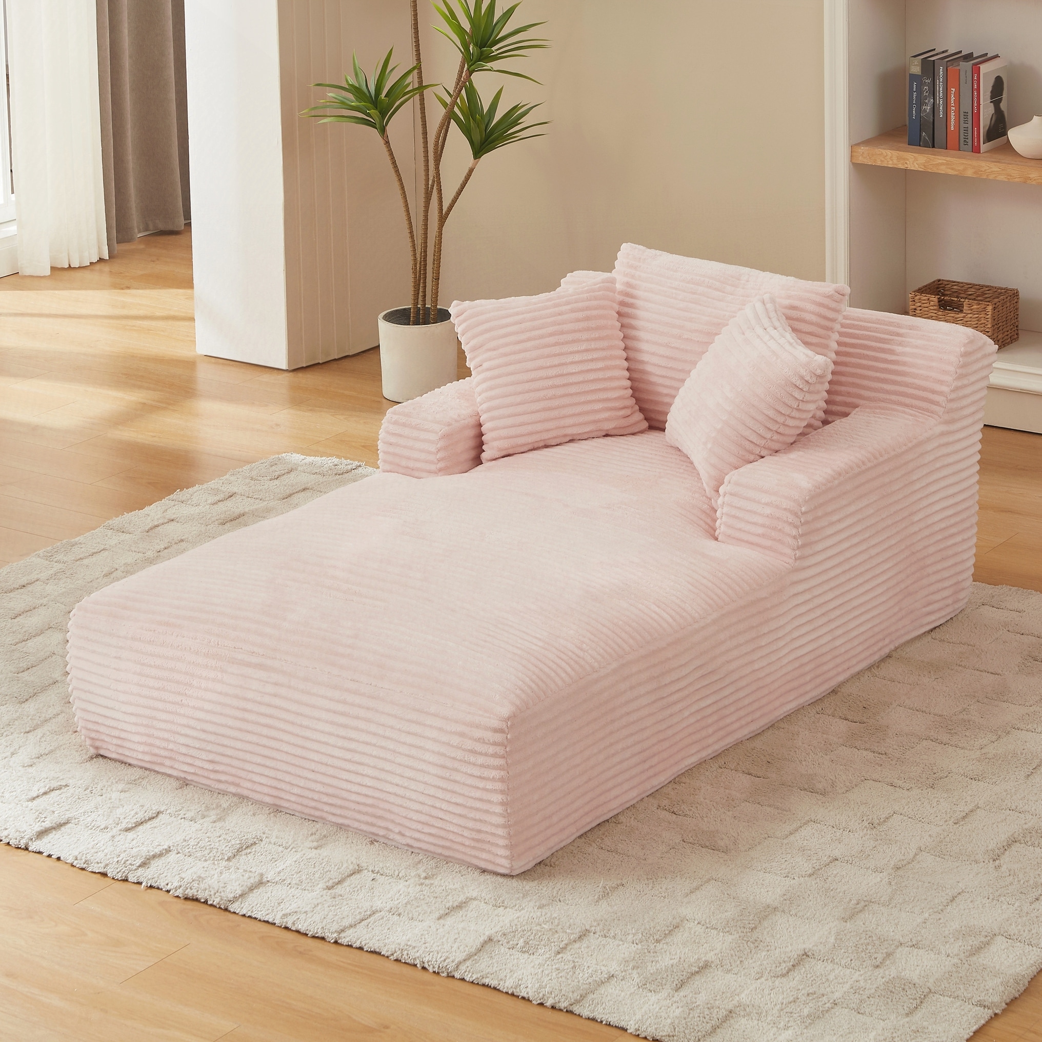 Oversized Chaise Lounge Chair Indoor, Corduroy Upholstered Modern Sofa Couch,No Assembly Required