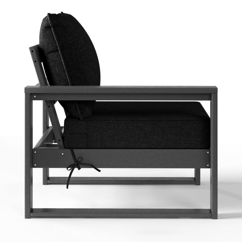 Polytrends Endless Patio Deep Seating Left Arm Chair with Gray Frame