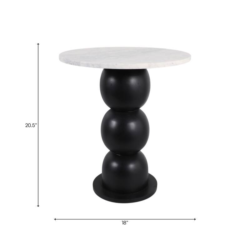Wood Marble Accent Table Sculptural Base Finish Modern - 21" White - 18" x 18" x 20.5"