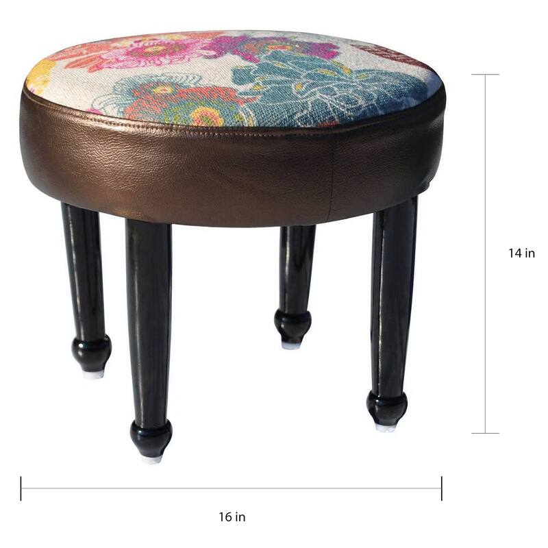 Handmade Cotton Wood Ottoman Footstool (India)