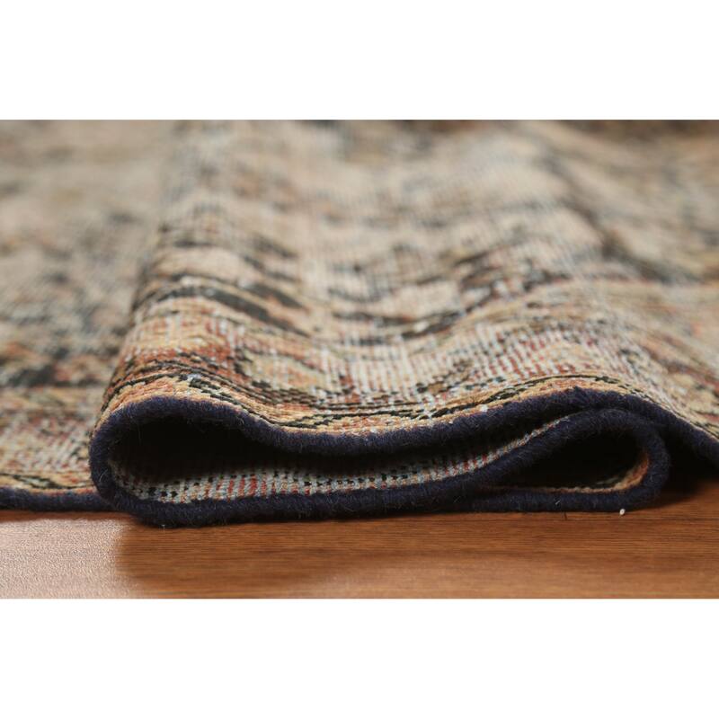 Hand Knotted Oriental 100% Wool Carpet Traditional Geometric Black Mahal Area Rug - 6' 6'' X 4' 1''