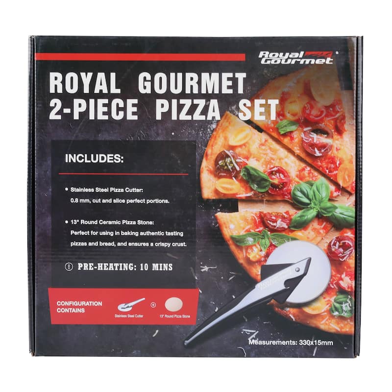 Royal Gourmet 2-Piece Pizza Set, 13in Pizza Stone and Wheel Cutter