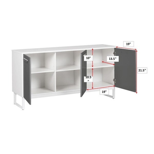 <週末価格>3ドア Low Cabinet 白　*送料込み Costway 3-Door White Wash 45 in. Buffet Sideboard Storage Credenza