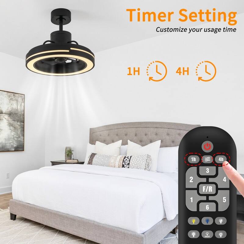 KAWOTI 18.97" Modern Black Integrated LED Fandelier
