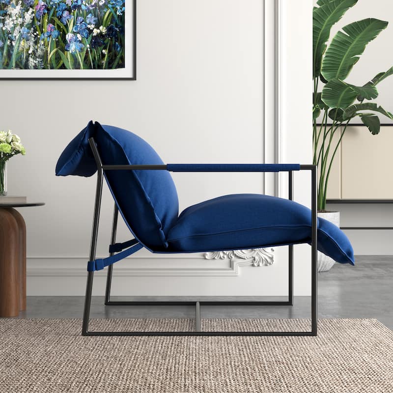 Fabric Armchair Metal Framed Sling Accent Chair