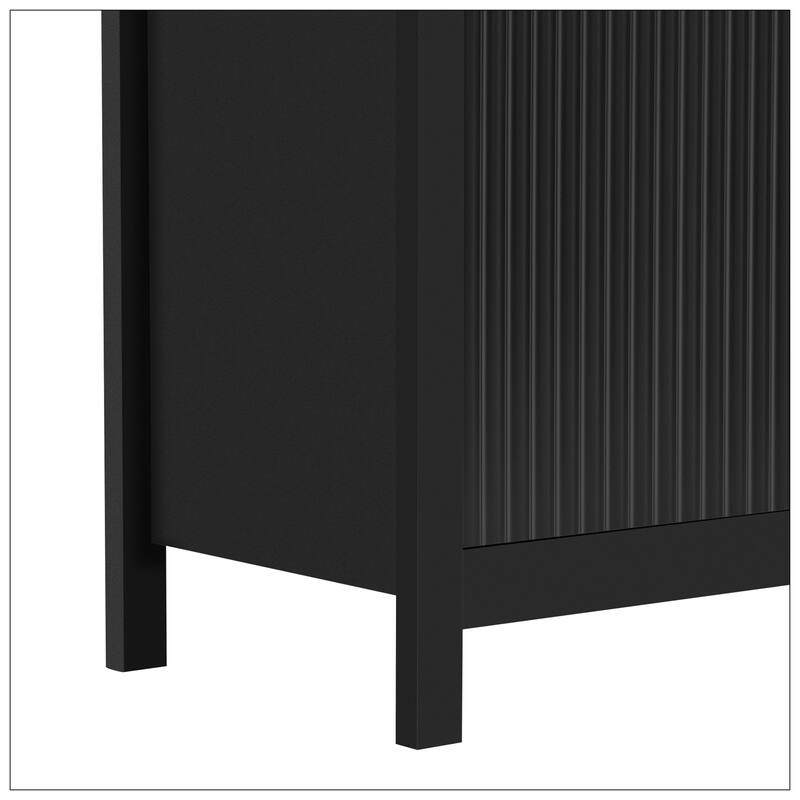 Entryway Cabinet with Wave Design with 3 Adjustable Shelves