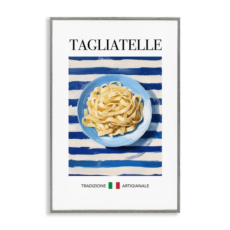 Stupell Traditional Tagliatelle Pasta Framed Giclee Art Design By Andreas Magnusson - 16 x 24 - Grey