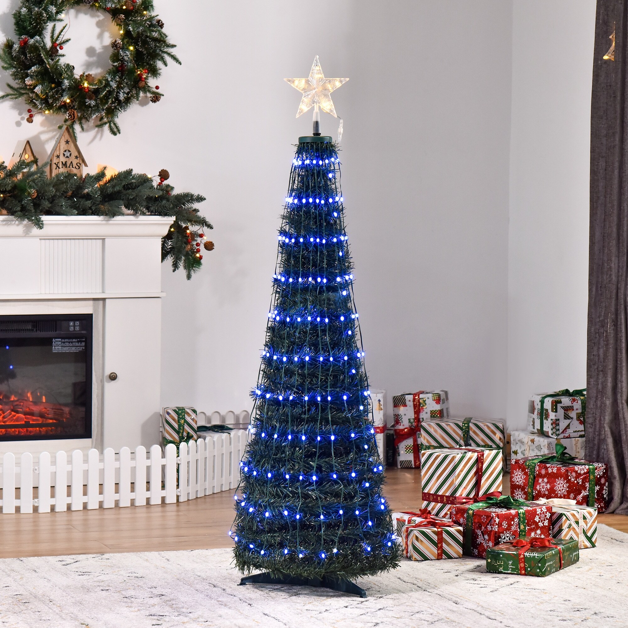4 ft Black Prelit Fibre Optic Christmas Tree w/ Multicolour LEDs & 8 Light Modes 