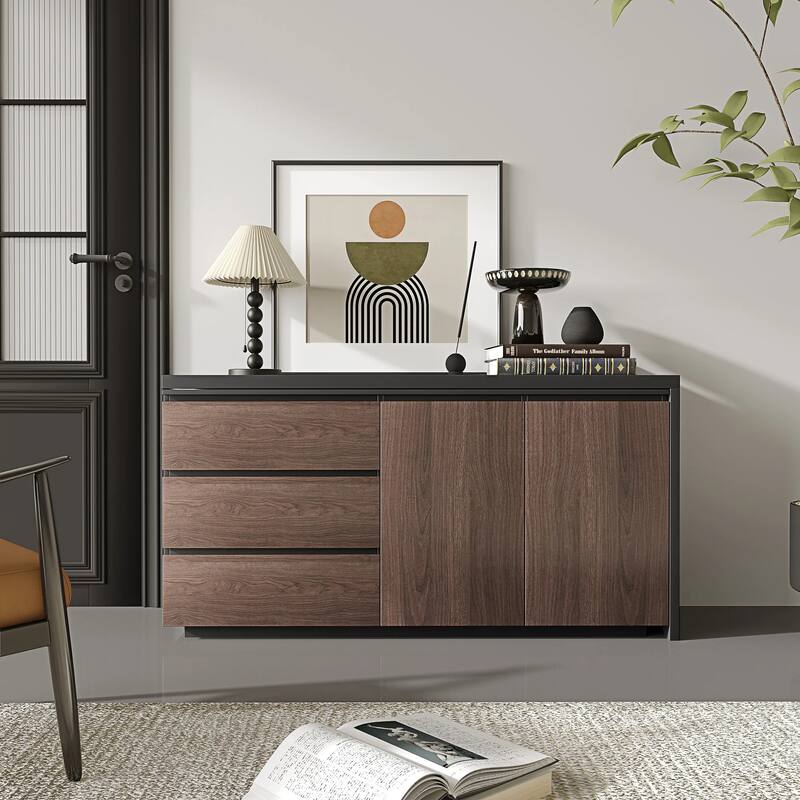 Home Office Expandable Desk with Storage Drawers and Cabinet