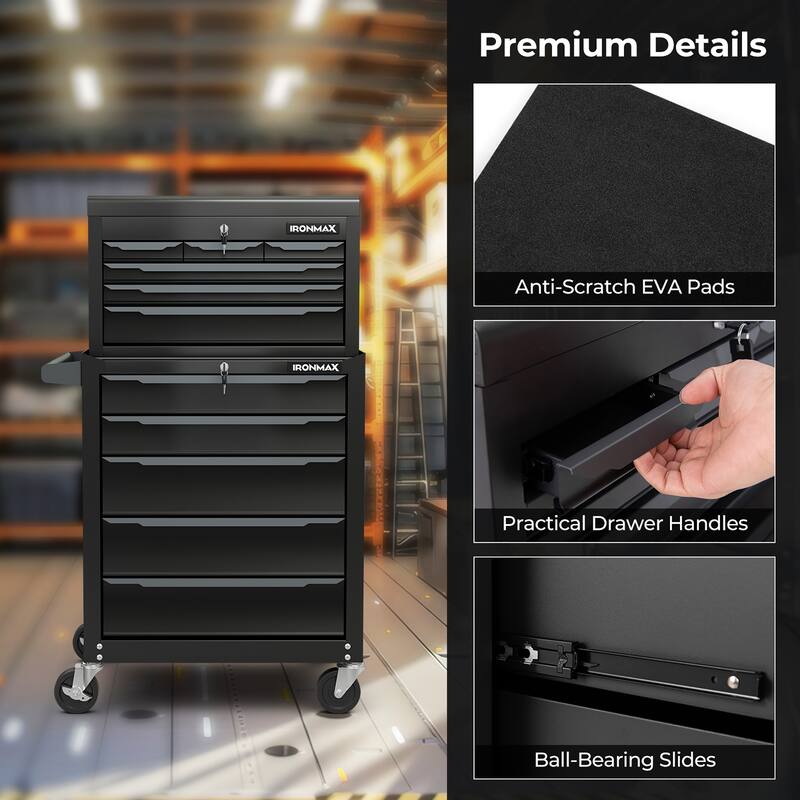 Gymax Rolling Steel Tool Chest 5-Drawer Tool Storage Cabinet Central