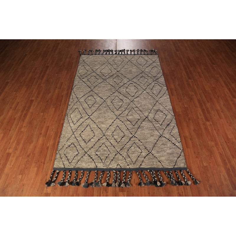 Geometric Moroccan Oriental Area Rug Handmade Wool Carpet - 5'7" x 8'6"