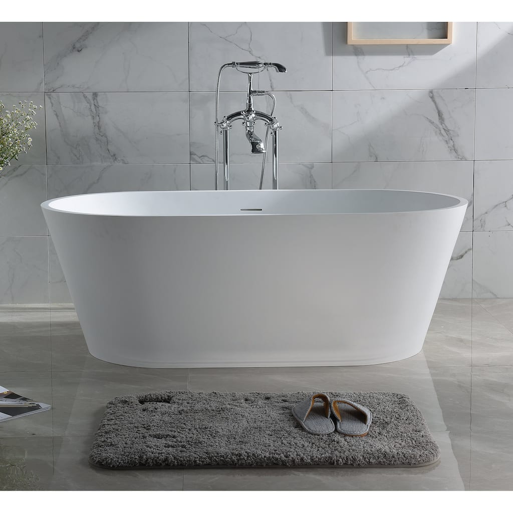 Repose 59" Stone Resin Soaking Tub - Oval - 30D x 59W x 21H