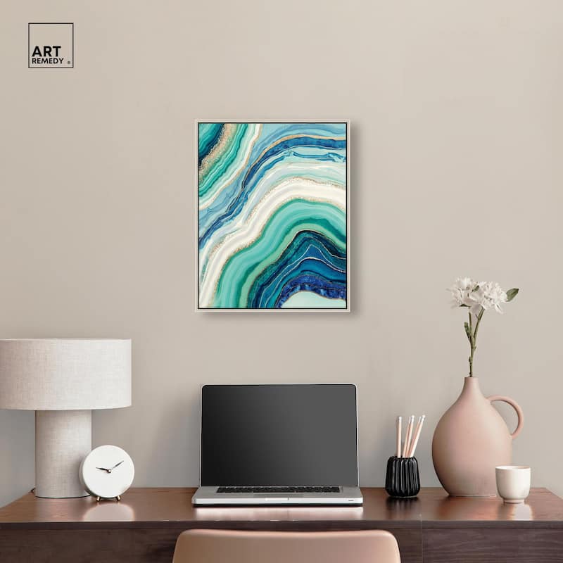 Blue Green Abstract Agate I Canvas by Art Remedy