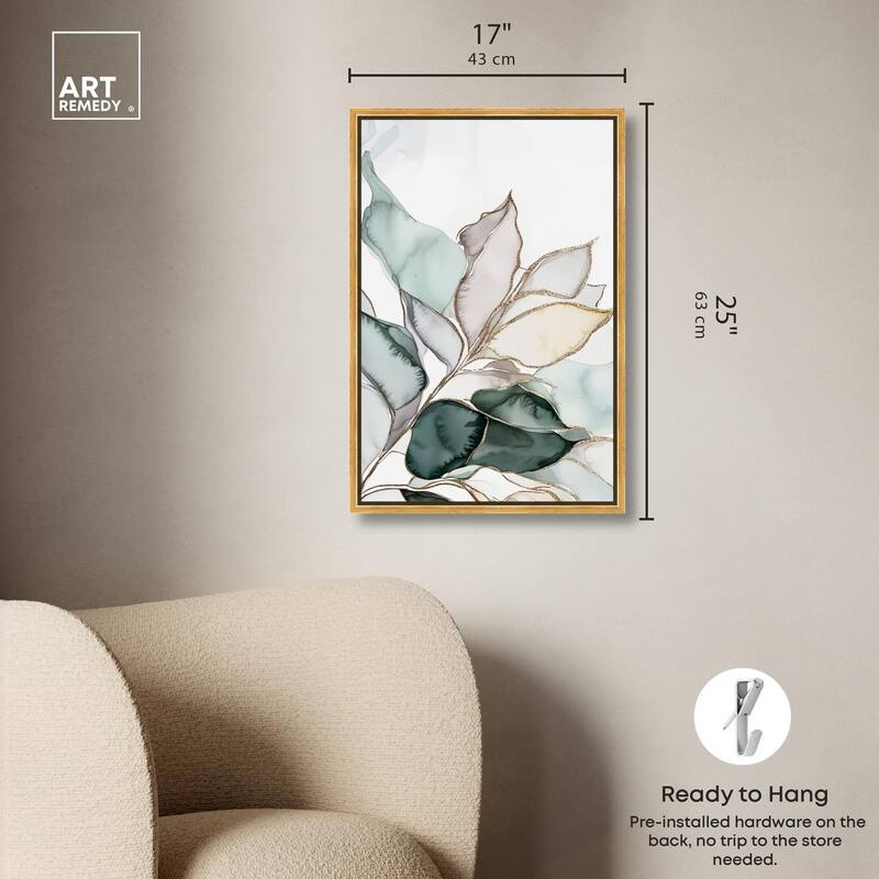 Pastel Leaves with Gold I Canvas by Art Remedy