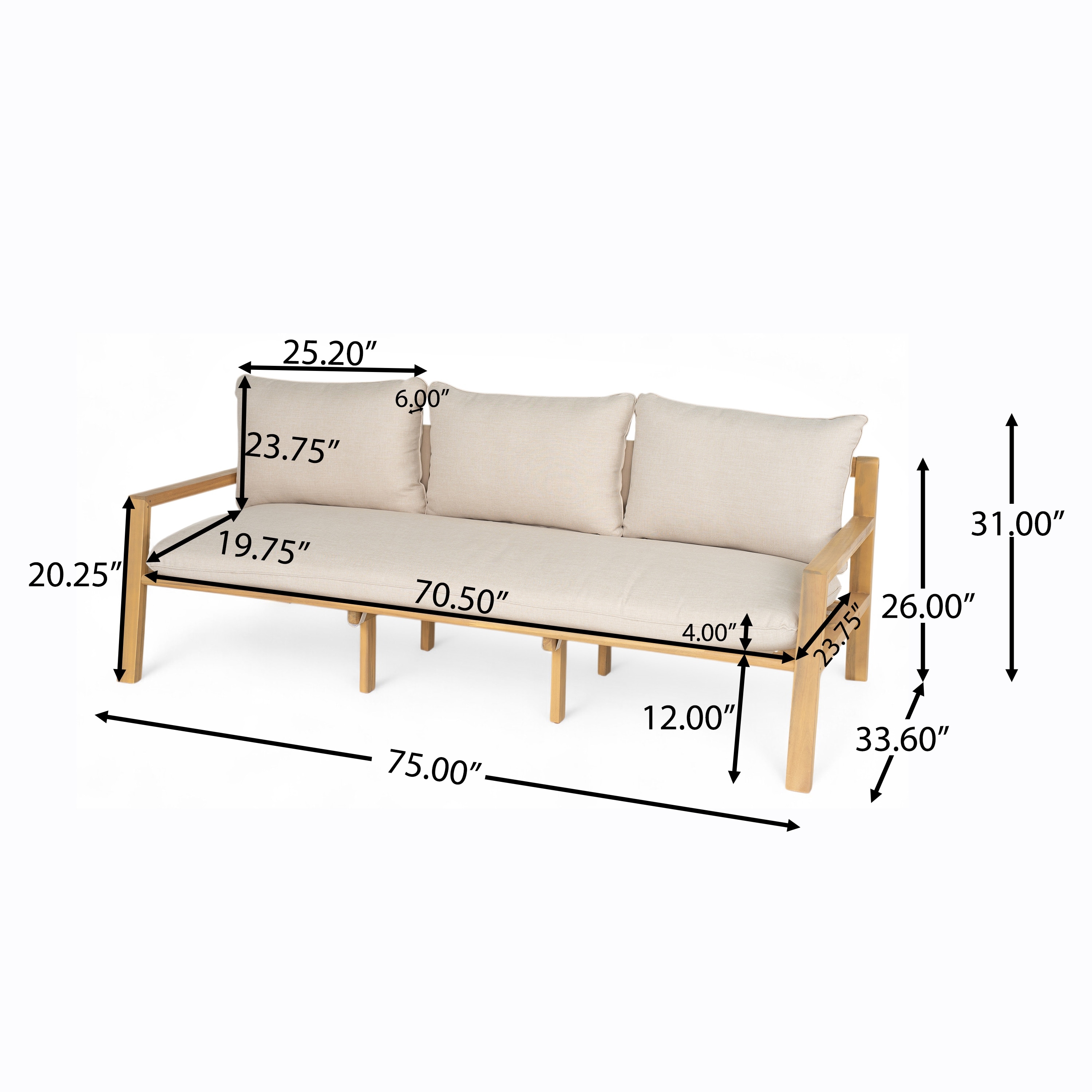 Christopher Knight Home - Thompson Outdoor Acacia Wood Woven Sofa