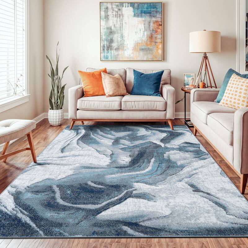 World Rug Gallery Abstract Wave Contemporary Area Rug
