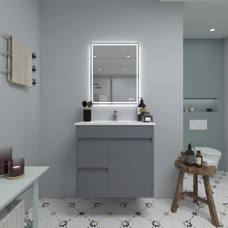 CB HOME Bathroom Mirror with Lighted, LED Wall Mounted Anti-Fog Bathroom Vanity Mirror, Backlit&Front Lighted,Frameless,Dimmable