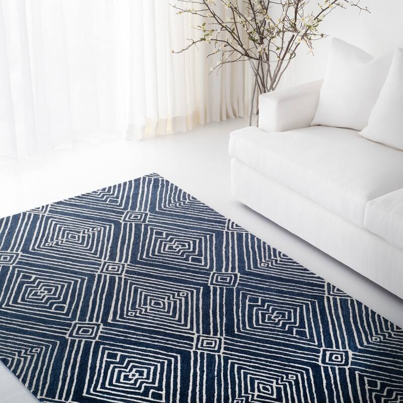 Lauren Ralph Lauren Handmade Isabella Modern & Contemporary Geometric Wool Rug - 5' x 8' - Indigo