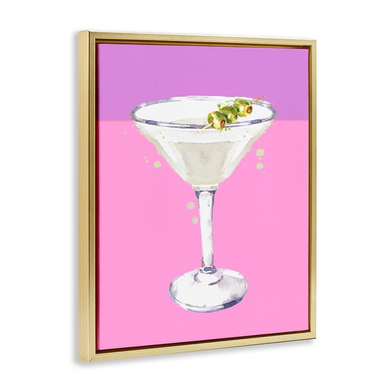Stupell Bright Olive Martini Framed Floater Canvas Wall Art Design By Susan Jill