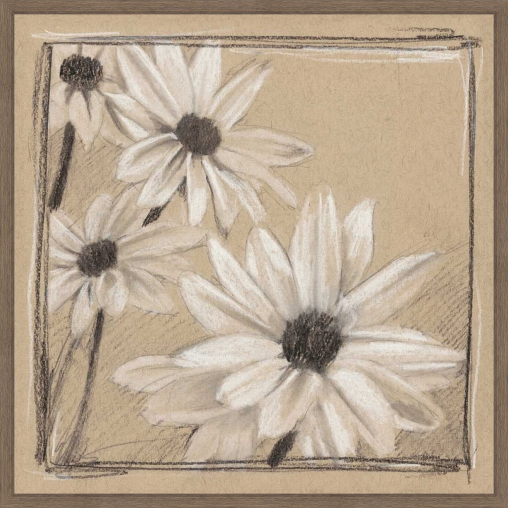 White Floral Study No. 2 by Ethan Harper (22 x 22 in.), Framed Canvas Wall Art Print