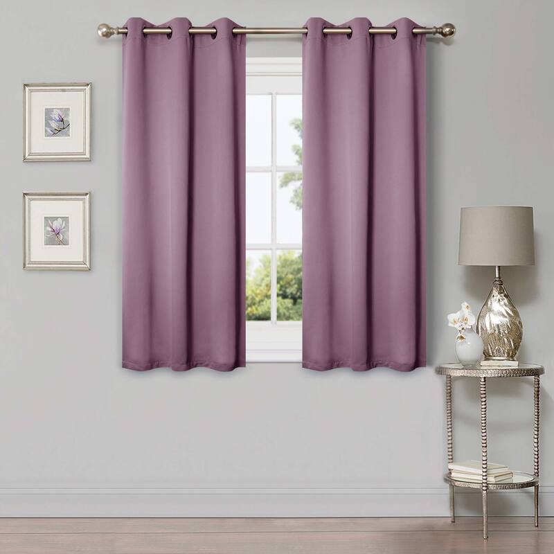 Superior Solid Machine Washable Room Darkening Grommet Curtains, Set of 2