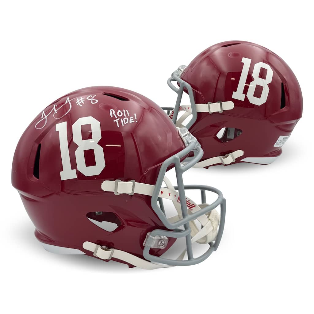 Julio Jones Autographed Alabama Crimson Tide Signed Football Full Size Replica Helmet ROLL TIDE Beckett COA - 4x5