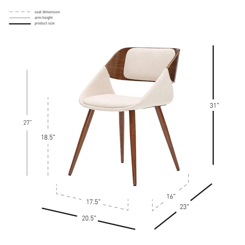 NPD Furniture Cyprus Upholstered Walnut Dining Chair