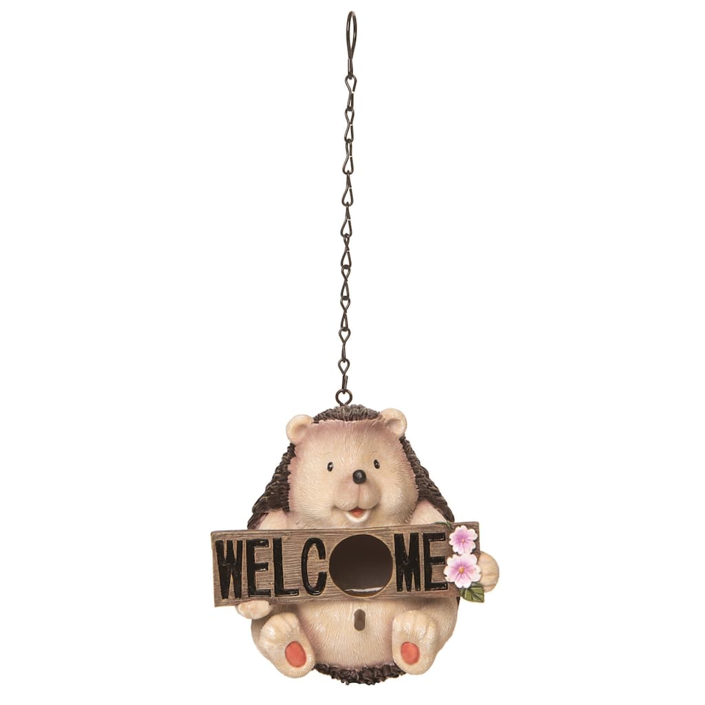 Transpac Resin 6.75" Brown Spring Garden Hedgehog Welcome Birdhouse