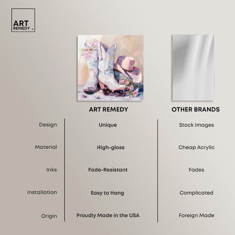 Spring Pink Cowboy Necessities Acrylic by Art Remedy, Ready to Hang