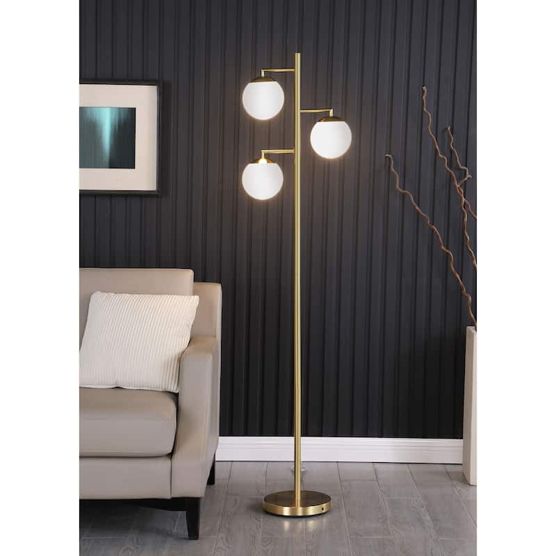 Sena 66-inch Spherical Bulb Tree Metal Floor Lamp Gold