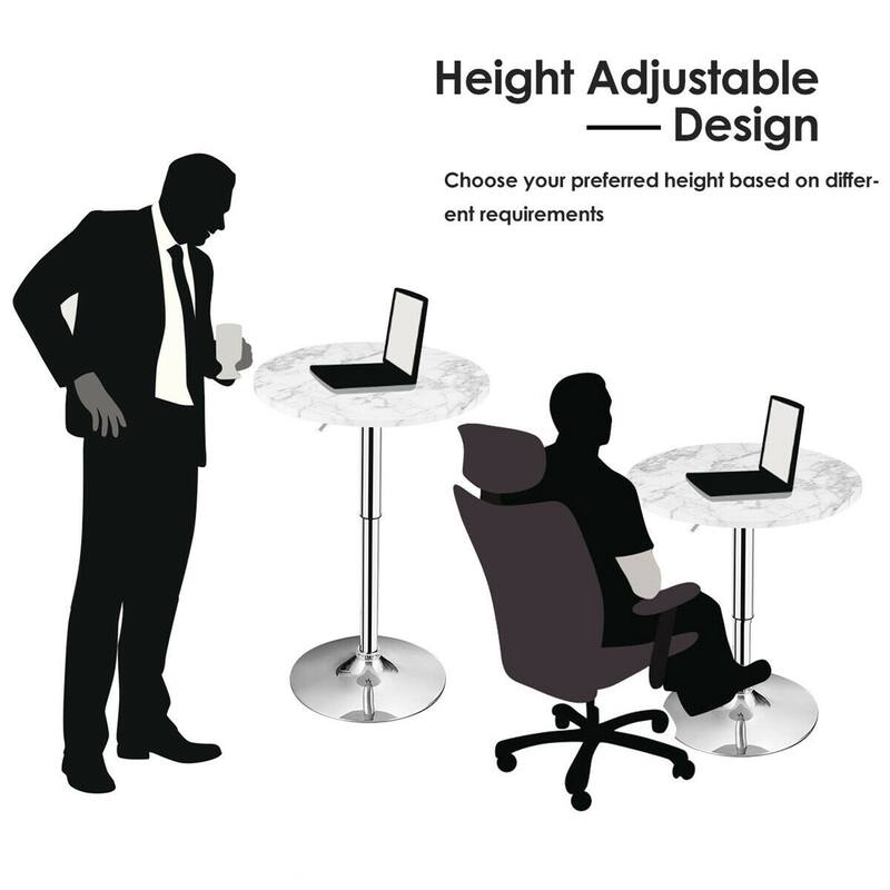 Gymax Round Pub Table Height Adjustable Bistro Bar Table 360-degree - See Details