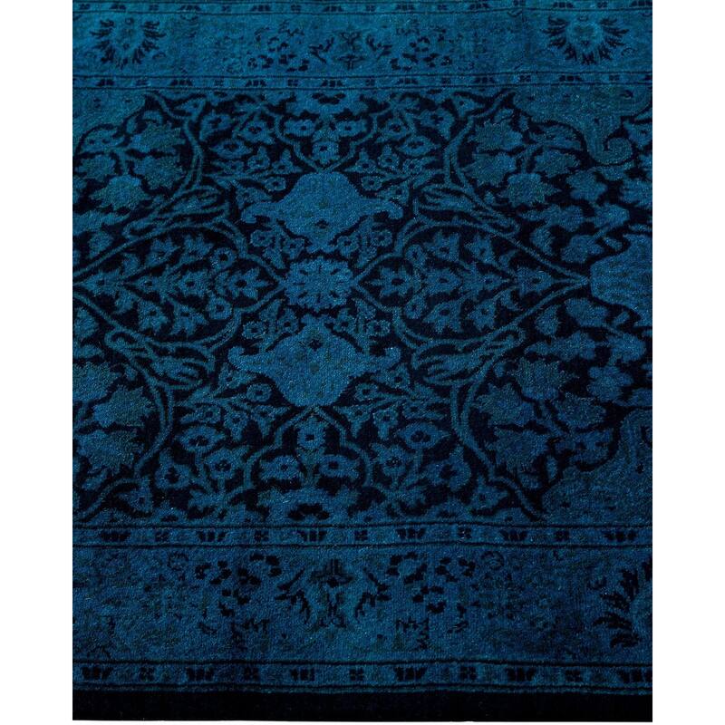 Overton Hand Knotted Wool Vintage Inspired Modern Contemporary Overdyed Black Runner Rug - 2' 7" x 18' 9"