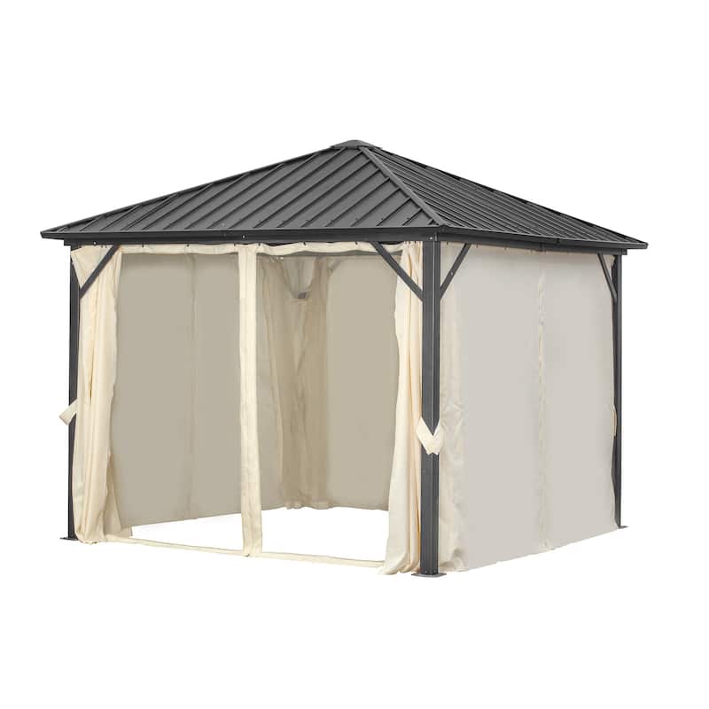Outdoor Steel Gazebo Galvanized Steel Roof Aluminum Post Hardtop Gazebo