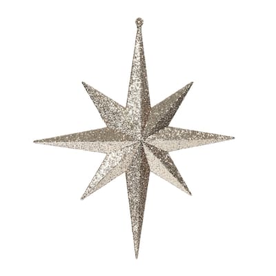 Vickerman 12" Rose Gold Iridescent Glitter Bethlehem Star Christmas Ornament, 2 per Box