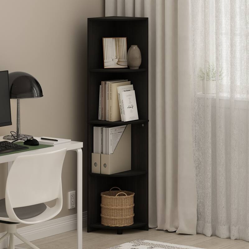57.13 in. Tall Espresso Wood 4-Shelf Bookcase